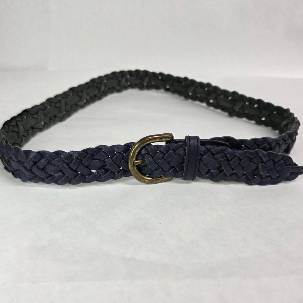 Women's Capezio Blue Navy Braided 90s Woven Genuine Leather Belt Size: SM 30"‎